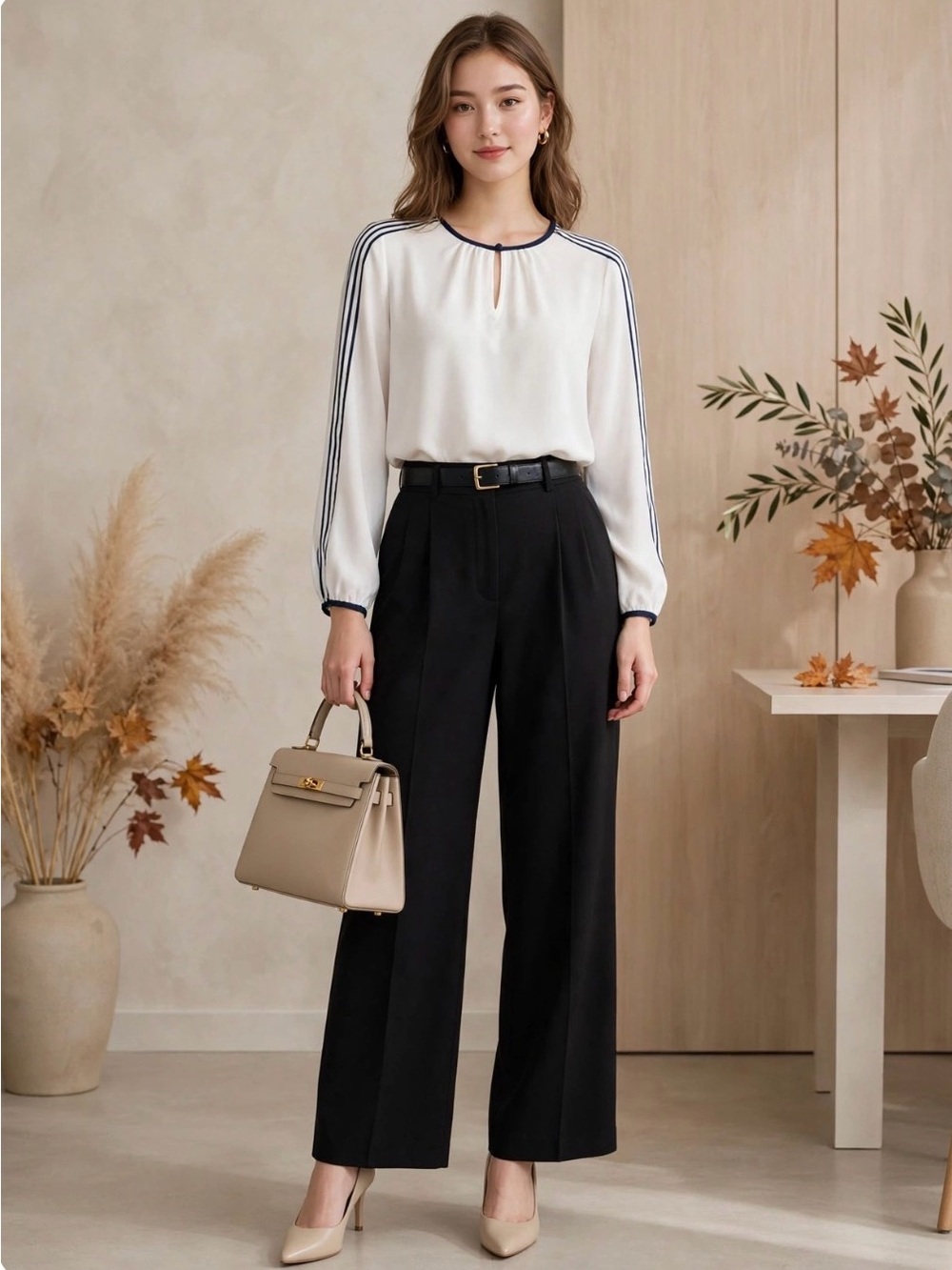 Vince Camuto Wonderwall Blouse White & Blue XS